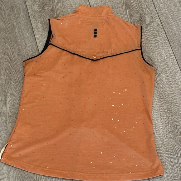 Jamie Sadock Women’s Medium Orange Shimmer Sleeveless Top Zip Golf Polo - Picture 6 of 7